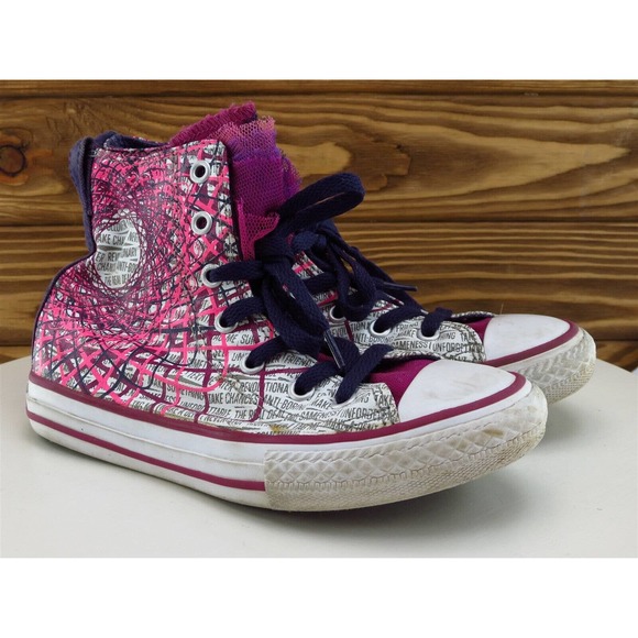 Converse Sz 1 Shoes Girls Youth Sneaker Purple Fabric Lace Up - Picture 4 of 10